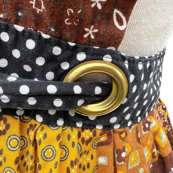 VTG Floral Patchwork Smock Apron Pinafore Maxi Dress Design House Japan 60s/70s - Picture 11 of 14